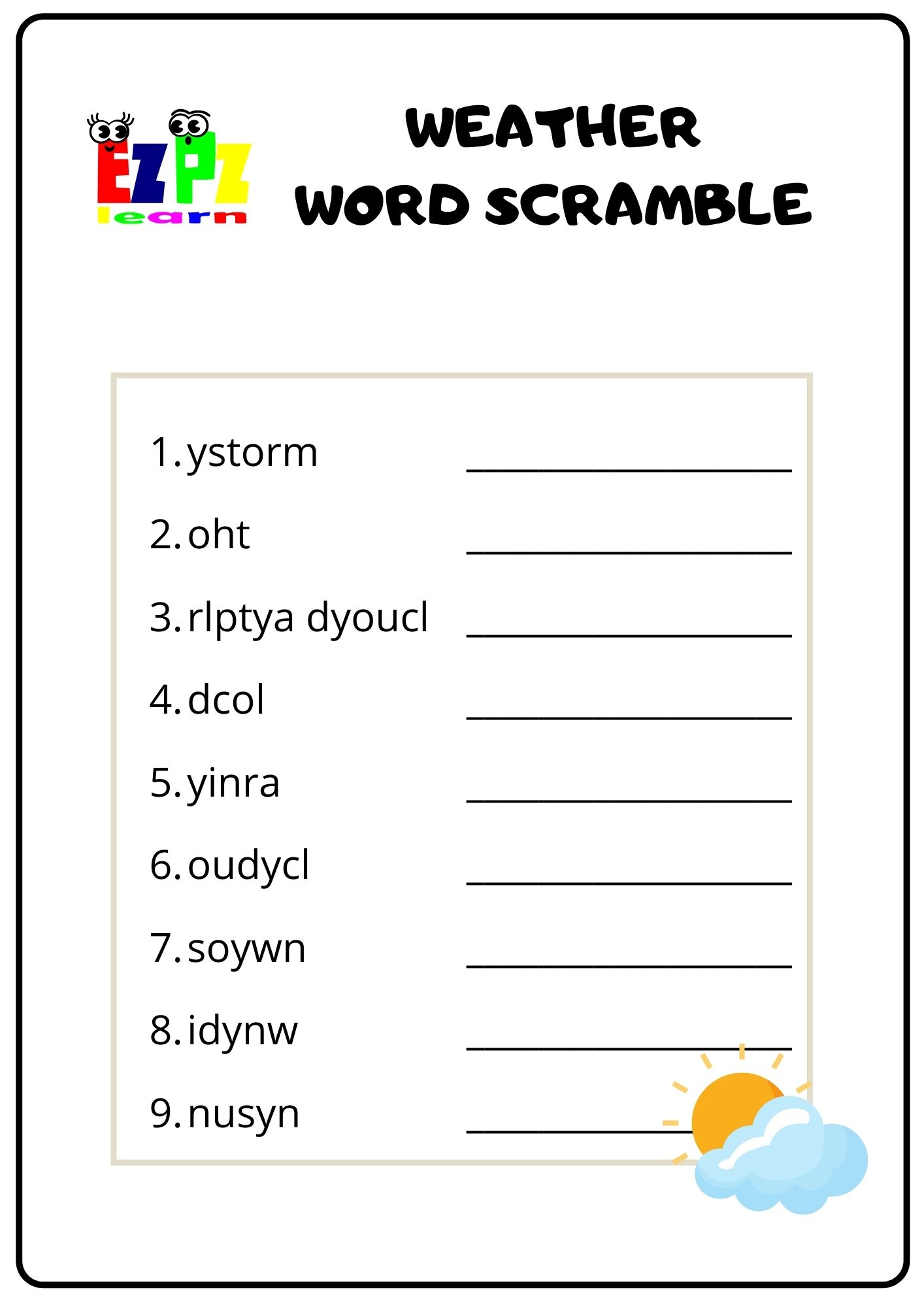 Weather Word Scramble